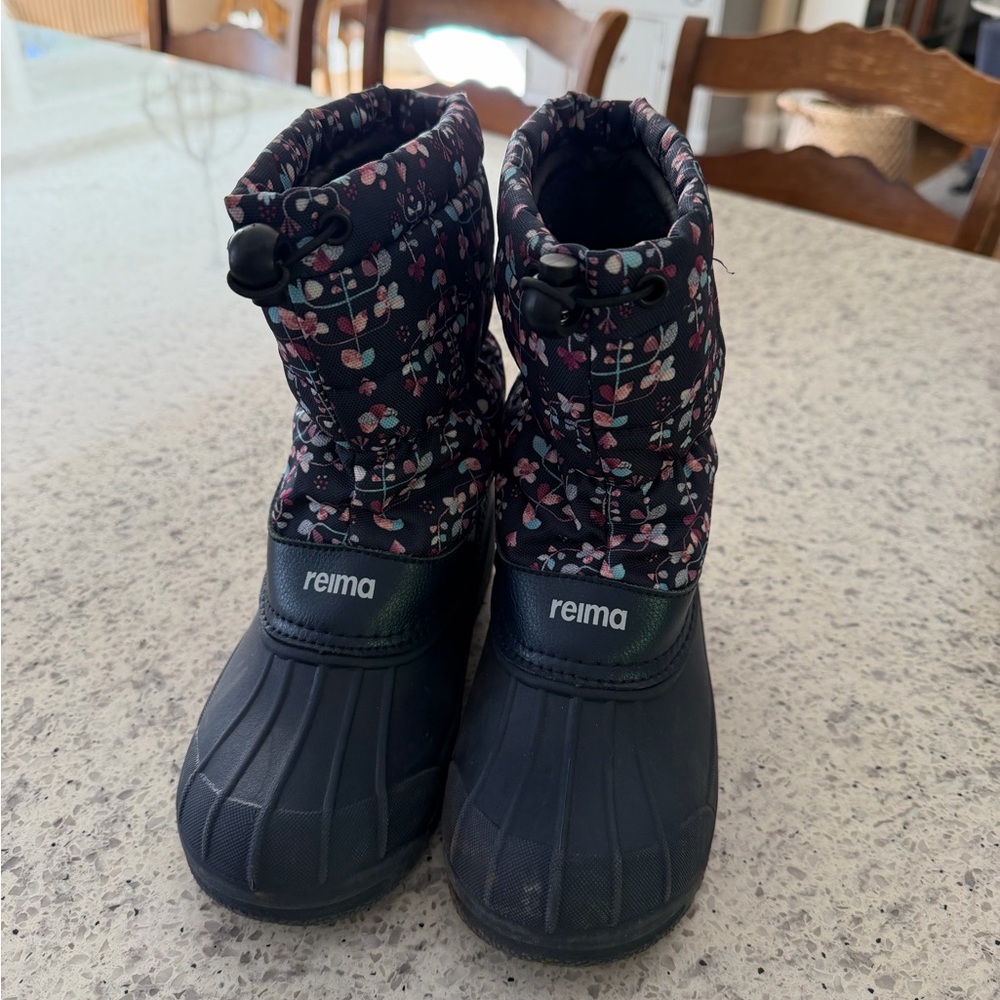 Reima Black Floral Winter Snow Boots